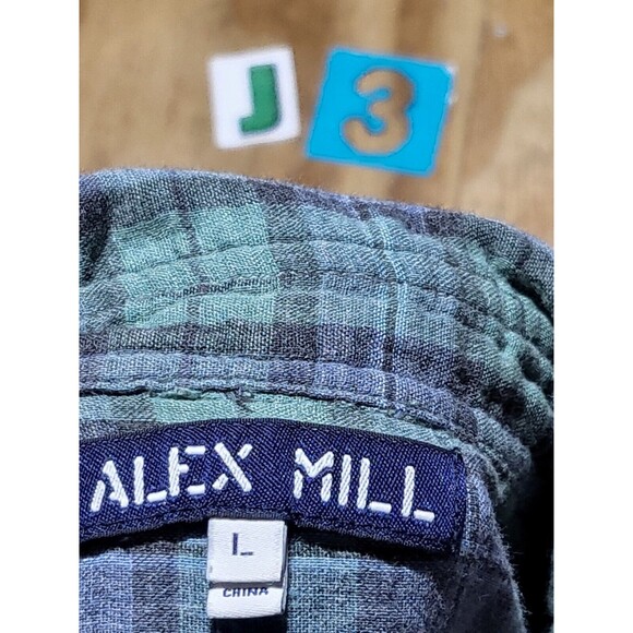 Alex Mill Button-down Collar Checkered Cotton Gauze Men L @j3 Multicolor - Picture 6 of 7